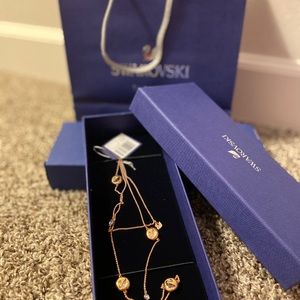 swarovski Long necklace swan Gold Original Box